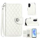 For Honor 90 Lite Rhombic Texture Flip Leather Phone Case with Lanyard(White) - 1