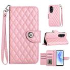 For Honor 90 Lite Rhombic Texture Flip Leather Phone Case with Lanyard(Pink) - 1