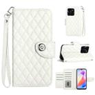 For Honor X6a Rhombic Texture Flip Leather Phone Case with Lanyard(White) - 1