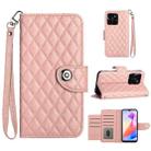 For Honor X6a Rhombic Texture Flip Leather Phone Case with Lanyard(Coral Pink) - 1