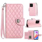 For Honor X6a Rhombic Texture Flip Leather Phone Case with Lanyard(Pink) - 1