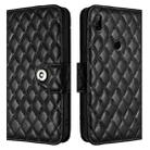 For Honor 9X 4G Global Rhombic Texture Flip Leather Phone Case with Lanyard(Black) - 2