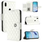 For Honor 9X 4G Global Rhombic Texture Flip Leather Phone Case with Lanyard(White) - 1