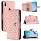 For Honor 9X 4G Global Rhombic Texture Flip Leather Phone Case with Lanyard(Coral Pink) - 1