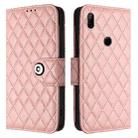 For Honor 9X 4G Global Rhombic Texture Flip Leather Phone Case with Lanyard(Coral Pink) - 2