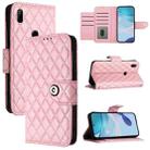 For Honor 9X 4G Global Rhombic Texture Flip Leather Phone Case with Lanyard(Pink) - 1