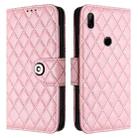 For Honor 9X 4G Global Rhombic Texture Flip Leather Phone Case with Lanyard(Pink) - 2