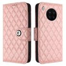 For Honor 50 Lite / Huawei nova 8i Rhombic Texture Flip Leather Phone Case with Lanyard(Coral Pink) - 2