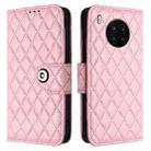 For Honor 50 Lite / Huawei nova 8i Rhombic Texture Flip Leather Phone Case with Lanyard(Pink) - 2