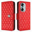 For Honor 60 Rhombic Texture Flip Leather Phone Case with Lanyard(Red) - 2