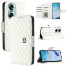 For Honor 60 Rhombic Texture Flip Leather Phone Case with Lanyard(White) - 1