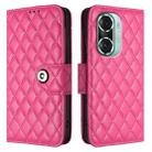 For Honor 60 Pro Rhombic Texture Flip Leather Phone Case with Lanyard(Rose Red) - 2