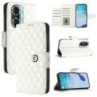 For Honor 60 Pro Rhombic Texture Flip Leather Phone Case with Lanyard(White) - 1