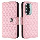 For Honor 60 Pro Rhombic Texture Flip Leather Phone Case with Lanyard(Pink) - 2