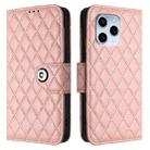 For Honor 60 SE Rhombic Texture Flip Leather Phone Case with Lanyard(Coral Pink) - 2