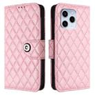 For Honor 60 SE Rhombic Texture Flip Leather Phone Case with Lanyard(Pink) - 2