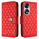 For Honor 70 Rhombic Texture Flip Leather Phone Case with Lanyard(Red) - 2