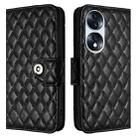 For Honor 70 Rhombic Texture Flip Leather Phone Case with Lanyard(Black) - 2