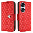 For Honor 70 Pro Rhombic Texture Flip Leather Phone Case with Lanyard(Red) - 2