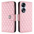 For Honor 70 Pro Rhombic Texture Flip Leather Phone Case with Lanyard(Pink) - 2