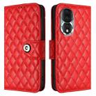 For Honor 80 Rhombic Texture Flip Leather Phone Case with Lanyard(Red) - 2