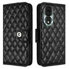 For Honor 80 Rhombic Texture Flip Leather Phone Case with Lanyard(Black) - 2