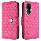 For Honor 80 Rhombic Texture Flip Leather Phone Case with Lanyard(Rose Red) - 2