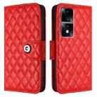 For Honor 80 GT Rhombic Texture Flip Leather Phone Case with Lanyard(Red) - 2