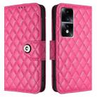 For Honor 80 GT Rhombic Texture Flip Leather Phone Case with Lanyard(Rose Red) - 2