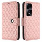 For Honor 80 GT Rhombic Texture Flip Leather Phone Case with Lanyard(Coral Pink) - 2