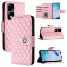 For Honor 80 GT Rhombic Texture Flip Leather Phone Case with Lanyard(Pink) - 1