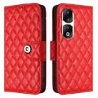 For Honor 90 Pro Rhombic Texture Flip Leather Phone Case with Lanyard(Red) - 2