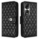 For Honor 90 Pro Rhombic Texture Flip Leather Phone Case with Lanyard(Black) - 2