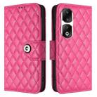 For Honor 90 Pro Rhombic Texture Flip Leather Phone Case with Lanyard(Rose Red) - 2