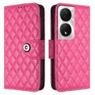For Honor 90 Smart / X7b 5G / X7b 4G Rhombic Texture Flip Leather Phone Case with Lanyard(Rose Red) - 2