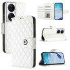 For Honor 90 Smart / X7b 5G / X7b 4G Rhombic Texture Flip Leather Phone Case with Lanyard(White) - 1