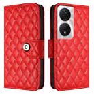 For Honor Play 50 Plus Rhombic Texture Flip Leather Phone Case with Lanyard(Red) - 2