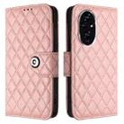 For Honor 200 Rhombic Texture Flip Leather Phone Case with Lanyard(Coral Pink) - 2