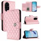 For Honor 200 Rhombic Texture Flip Leather Phone Case with Lanyard(Pink) - 1