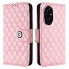 For Honor 200 Rhombic Texture Flip Leather Phone Case with Lanyard(Pink) - 2