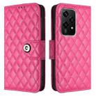 For Honor 200 Lite Global Rhombic Texture Flip Leather Phone Case with Lanyard(Rose Red) - 2