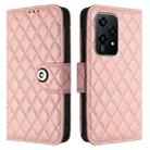 For Honor 200 Lite Global Rhombic Texture Flip Leather Phone Case with Lanyard(Coral Pink) - 2