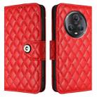 For Honor Magic5 Pro Rhombic Texture Flip Leather Phone Case with Lanyard(Red) - 2