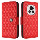 For Honor Magic6 Rhombic Texture Flip Leather Phone Case with Lanyard(Red) - 2