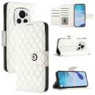 For Honor Magic6 Rhombic Texture Flip Leather Phone Case with Lanyard(White) - 1