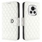 For Honor Magic6 Rhombic Texture Flip Leather Phone Case with Lanyard(White) - 2