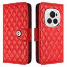 For Honor Magic6 Pro Rhombic Texture Flip Leather Phone Case with Lanyard(Red) - 2