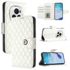 For Honor Magic6 Pro Rhombic Texture Flip Leather Phone Case with Lanyard(White) - 1