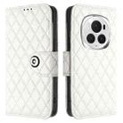 For Honor Magic6 Pro Rhombic Texture Flip Leather Phone Case with Lanyard(White) - 2