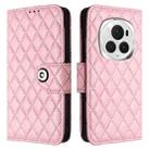 For Honor Magic6 Pro Rhombic Texture Flip Leather Phone Case with Lanyard(Pink) - 2